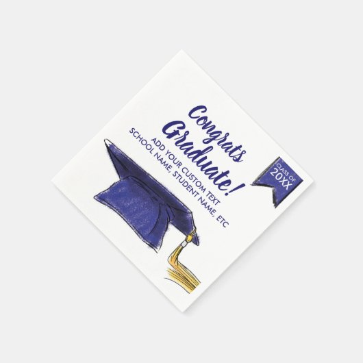 Abschluss Class 20XX Glückwunsch Blue Grad Cap Serviette (Ecke)