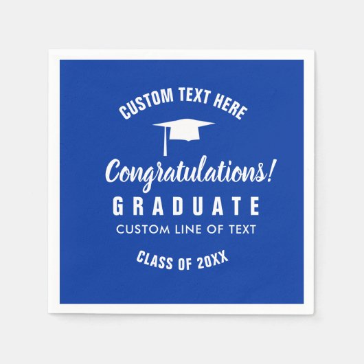 Abschluss Class 20XX Glückwunschs Grad Royal Blue Serviette (Vorderseite)