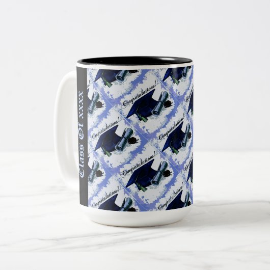 Abschluss Class Cap & Diploma Blue Tasse (Vorderseite Links)