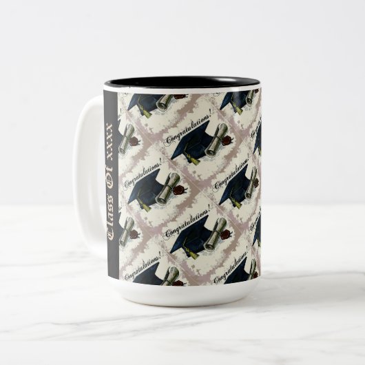 Abschluss Class Cap & Diploma Tasse (Vorderseite Links)