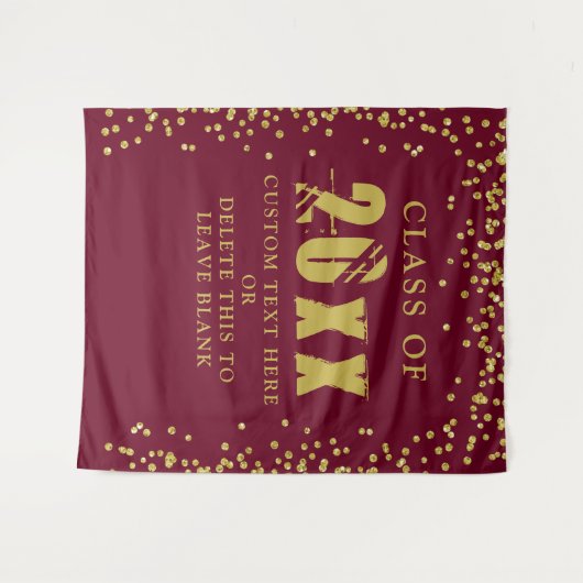 Abschluss CLASS JAHR Maroon Gold Confetti Custom Wandteppich (Vorderseite (Horizontal))