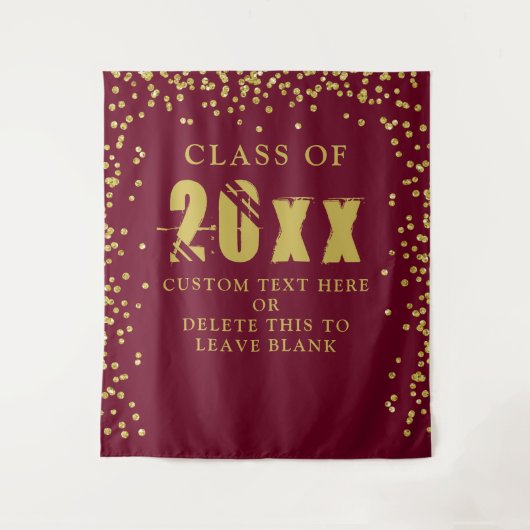 Abschluss CLASS JAHR Maroon Gold Confetti Custom Wandteppich (Vorderseite)