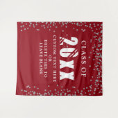 Abschluss CLASS JAHR Roter Silber Confetti Hinterg Wandteppich (Vorderseite (Horizontal))