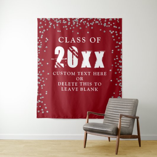 Abschluss CLASS JAHR Roter Silber Confetti Hinterg Wandteppich (Beispiel)
