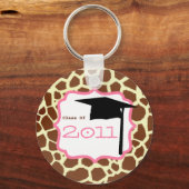 Abschluss Class of 2011 - Giraffe Print & Pink Schlüsselanhänger (Vorderseite)