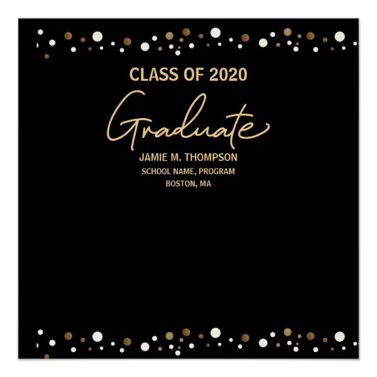 Abschluss Class of 2020 Gold/Black Elegant Poster (Vorderseite)