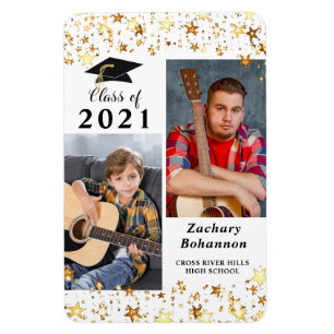 Abschluss Class of 2021 Black Gold Stars Foto Magnet
