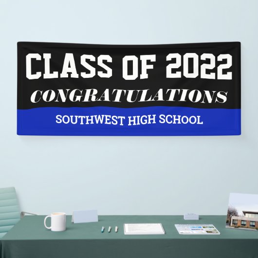 Abschluss Class of 2022 Herzlichen Glückwunsch Blu Banner (Messe)