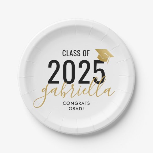 Abschluss Class of 2022 Modern Gold and Black  Pappteller (Vorderseite)