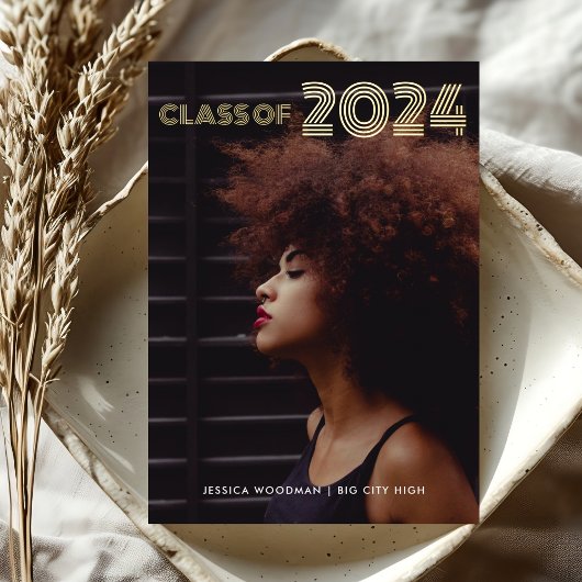 Abschluss Class of 2024 Moderne Typografie Gold Folieneinladung