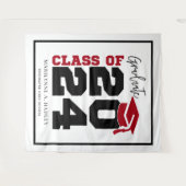 Abschluss Class of 2024 Red Selfie Foto Booth Wandteppich (Vorderseite (Horizontal))