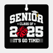 Abschluss Class of 2025 Cheerleader Cheer Senior Ornament Aus Metall (Vorderseite)