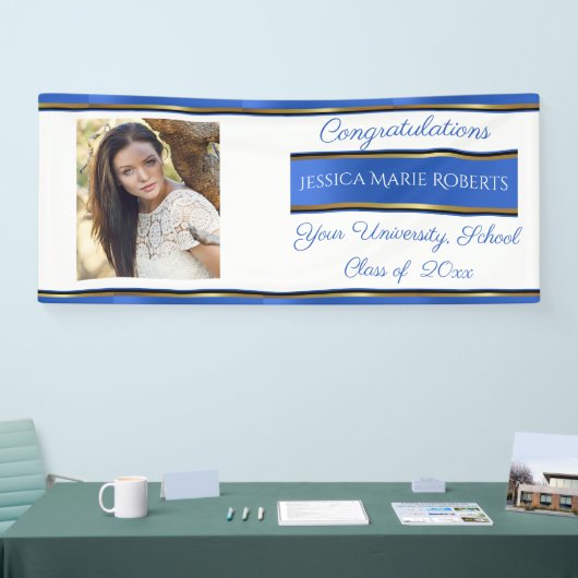 Abschluss, Class of, Blue & Silver, Foto, Banner (Messe)