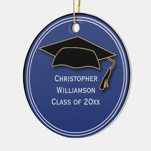 Abschluss Class of Keepake School Memento Blue Keramik Ornament (Links)