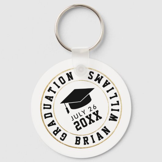 Abschluss Class of... Kreis der schwarzen Grad-Kap Schlüsselanhänger (Vorderseite)