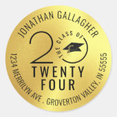 Abschluss Class Year Black Gold Rücksendeadresse Runder Aufkleber (Vorderseite)