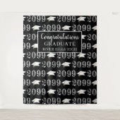 Abschluss Class Year Glückwunschs Foto Op Black Wandteppich (Vorderseite)