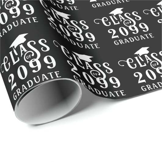 Abschluss Class Year Graduate Schwarz-weiß Pattern Geschenkpapier (Rolleneckpunkt)