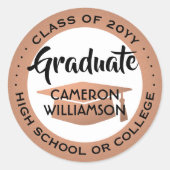 Abschluss Class Year Schwarz-weiß & Copper Modernx Runder Aufkleber (Vorderseite)