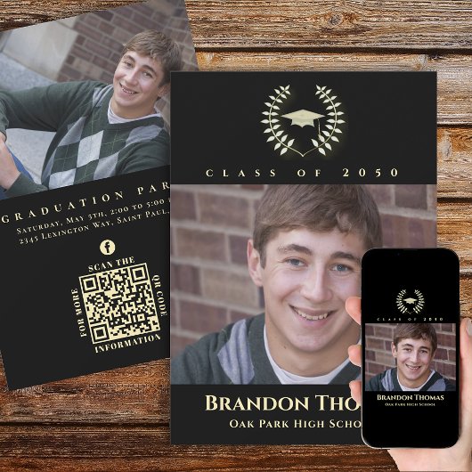 Abschluss Classic Foto Black Gold Preisträger Einladung