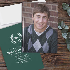 Abschluss Classic Foto Dunkelgrüner Laurel Blätter Einladung