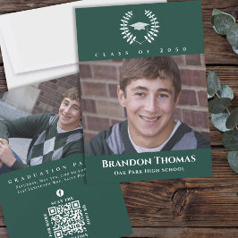 Abschluss Classic Foto Dunkelgrüner Laurel Blätter Einladung