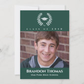 Abschluss Classic Foto Dunkelgrüner Laurel Blätter Einladung (Vorderseite)