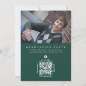 Abschluss Classic Foto Dunkelgrüner Laurel Blätter Einladung (Rückseite)