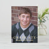 Abschluss Classic Foto Laureate Laurel Gold Einladung (Stehend Vorderseite)