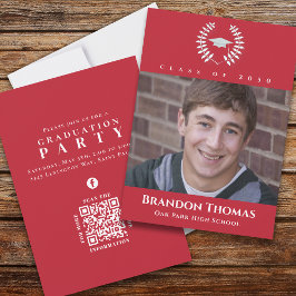 Abschluss Classic Foto Laureate Laurel Red Einladung