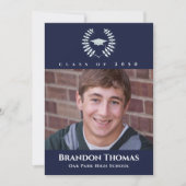 Abschluss Classic Foto Navy Blue Laureate Laurel Einladung (Vorderseite)