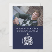 Abschluss Classic Foto Navy Blue Laureate Laurel Einladung (Rückseite)