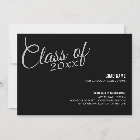 Abschluss Classy Script Announcement Party Einladung (Rückseite)