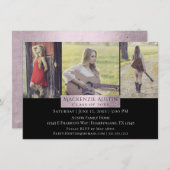 Abschluss Collage | Rosa Rose Blush 3 Foto Grad Einladung (Vorne/Hinten)