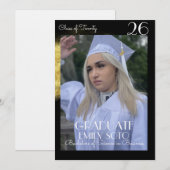 Abschluss-Collage-Script Gold Foto 2026 Einladung (Vorne/Hinten)