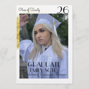 Abschluss-Collage-Script Gold Foto 2026 Einladung