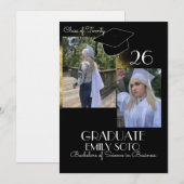 Abschluss-Collage-Script Gold Schwarz 2026 Einladung (Vorne/Hinten)