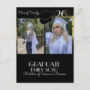 Abschluss-Collage-Script Gold Schwarz 2026 Postkarte