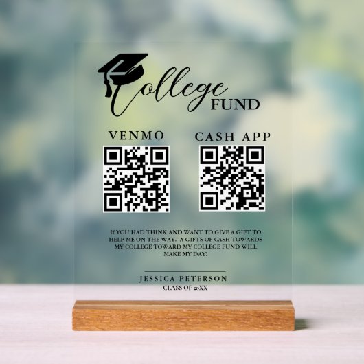 Abschluss Colleg der modernen High School - QR-Cod Acrylschild (Neutral)