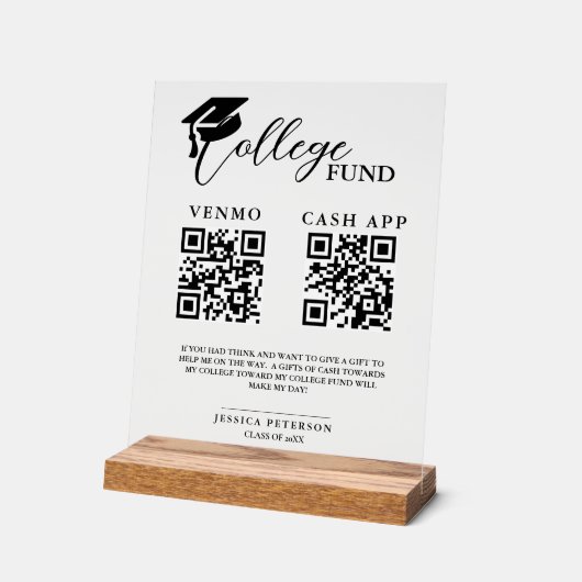 Abschluss Colleg der modernen High School - QR-Cod Acrylschild (Winkel)