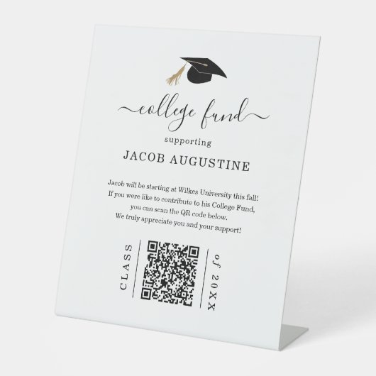 Abschluss-College-Fonds mit QR-Code Sockelschild (Vorderseite)