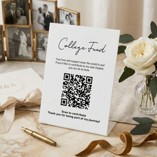 Abschluss College Fonds QR Code Minimalistisch Sockelschild