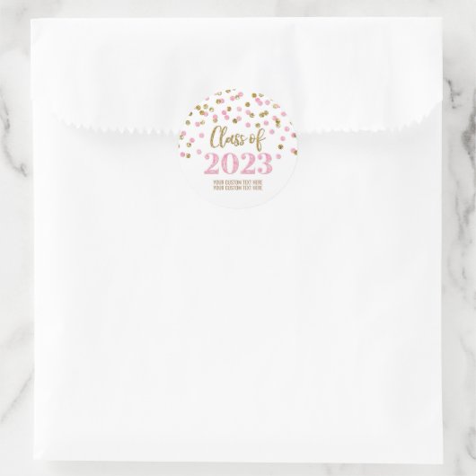 Abschluss Confetti 2023 Runder Aufkleber (Tasche)
