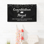 Abschluss Confetti Brush Script Black und Silver Banner (Insitu)