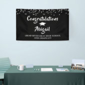 Abschluss Confetti Brush Script Black und Silver Banner (Messeveranstaltung)