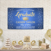 Abschluss Confetti Brushed Blue Gold und White Banner