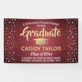 Abschluss Confetti Brushed Burgundy Gold & White Banner (Horizontal)