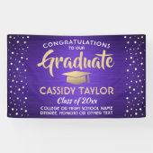 Abschluss Confetti Brushed Lila Gold und Weiß Banner (Horizontal)