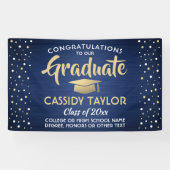 Abschluss Confetti Brushed Navy Blue Gold & White Banner (Horizontal)