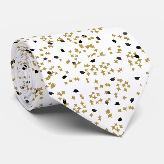 Abschluss Confetti Krawatte, Gold und Schwarz Krawatte (Gerollt)